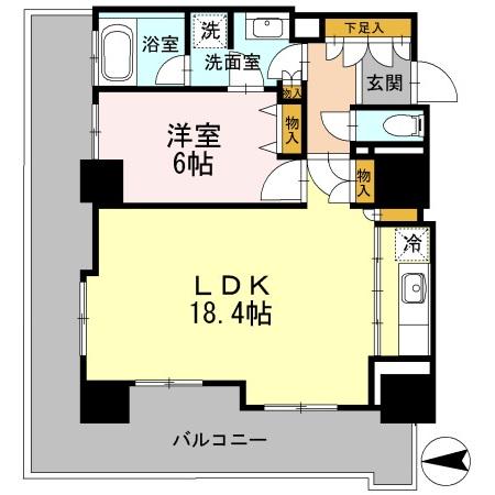 カスタリアタワー長堀橋(1LDK/8階)の間取り写真