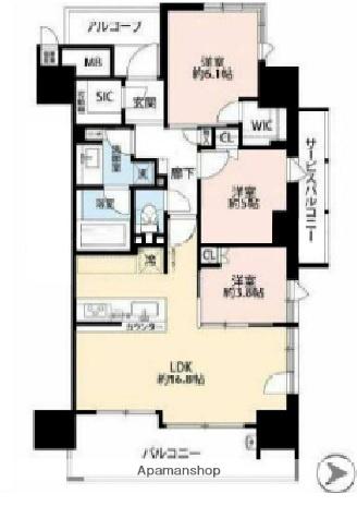 シエリア梅田豊崎(3LDK/10階)の間取り写真