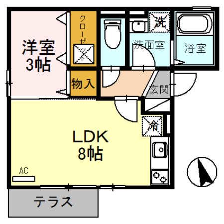 サニーコート(1LDK/1階)の間取り写真