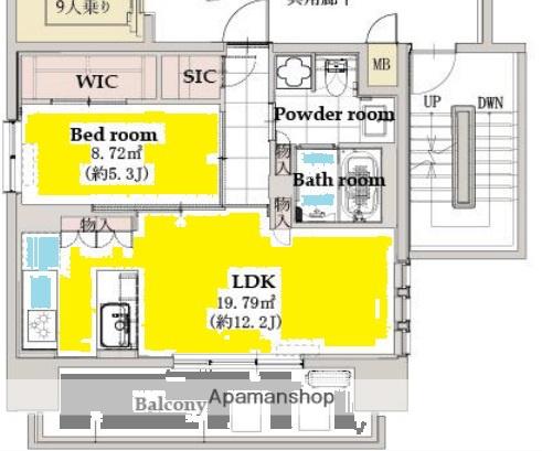 リンクハウス北梅田(1LDK/9階)の間取り写真