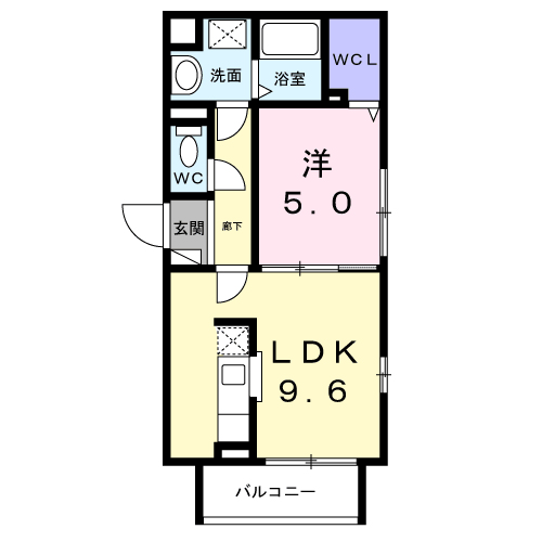 ブリリアンス(1LDK/3階)の間取り写真