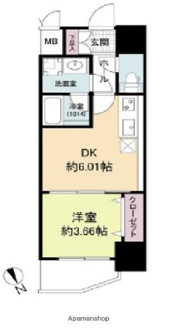 ブランシエスタ天満(1DK/6階)の間取り写真