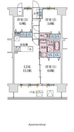 スプランディッド梅田グランノース(3LDK/6階)の間取り写真