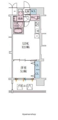 スプランディッド梅田グランノース(1LDK/9階)の間取り写真