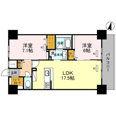 ジョワイユ新大阪(2LDK/8階)の間取り写真