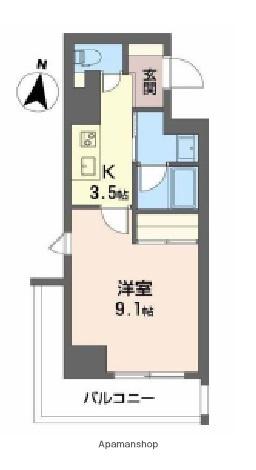ロイヤルパークヒルズうめきた(1K/7階)の間取り写真
