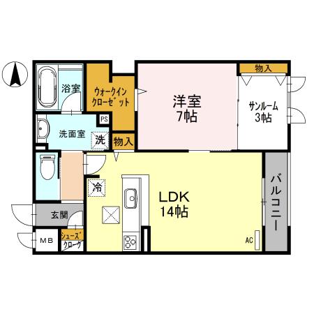 AUVERGNESEYBE(1LDK/1階)の間取り写真