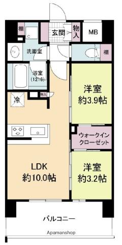 ソルレヴェンテ新梅田(2LDK/9階)の間取り写真
