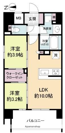 ソルレヴェンテ新梅田(2LDK/14階)の間取り写真
