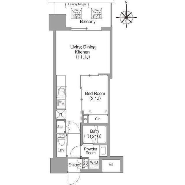 コンフォリア・リヴ東三国駅前ソルテラス(1LDK/8階)の間取り写真