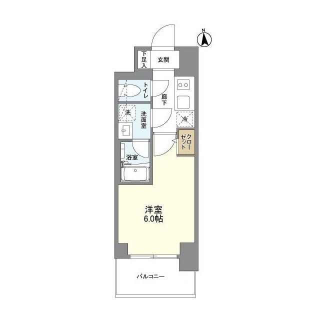 リヴェント難波ウエスト(1K/6階)の間取り写真