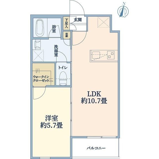 ウェルスクエア豊中本町(1LDK/1階)の間取り写真