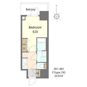S-RESIDENCE松屋町ASENCE(1K/8階)の間取り写真