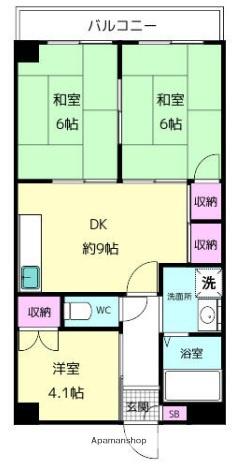 サントピア田川(3DK/2階)の間取り写真