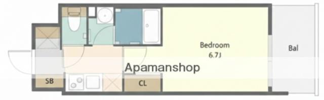 ALIVIS福島海老江(1K/2階)の間取り写真