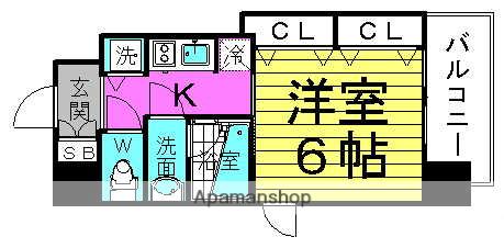 アクアプレイス梅田3(1K/4階)の間取り写真