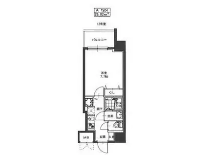 S-RESIDENCE緑橋駅前(1K/9階)の間取り写真