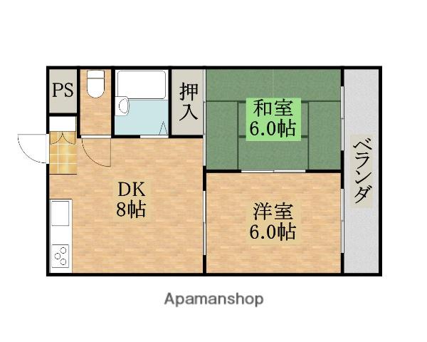 ハイツハセガワパートⅡ(2DK/3階)の間取り写真