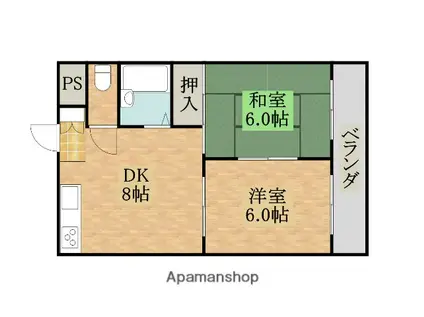 ハイツハセガワパートⅡ(2DK/3階)の間取り写真
