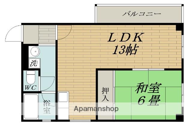 シャトー中尾(1LDK/3階)の間取り写真