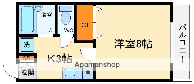 プチフィールド(1K/2階)の間取り写真