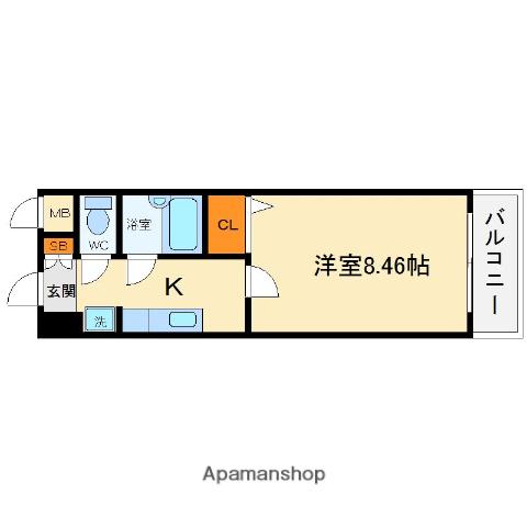 シェルクレール(1K/2階)の間取り写真