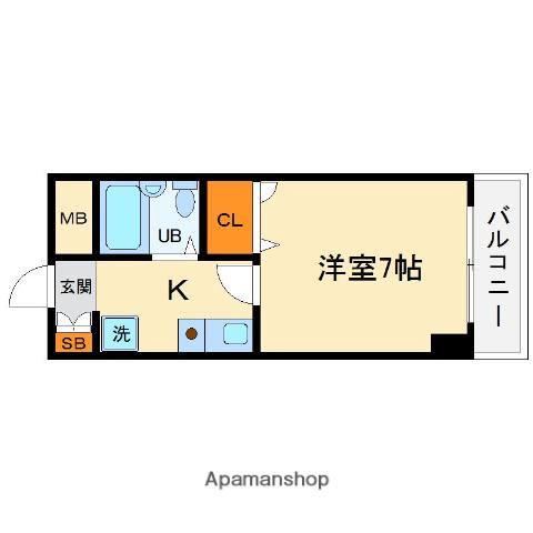 キャピタル2(1K/4階)の間取り写真