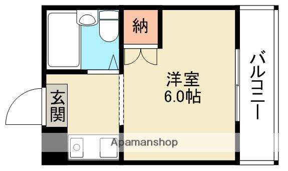 オアシス笹川(1K/2階)の間取り写真