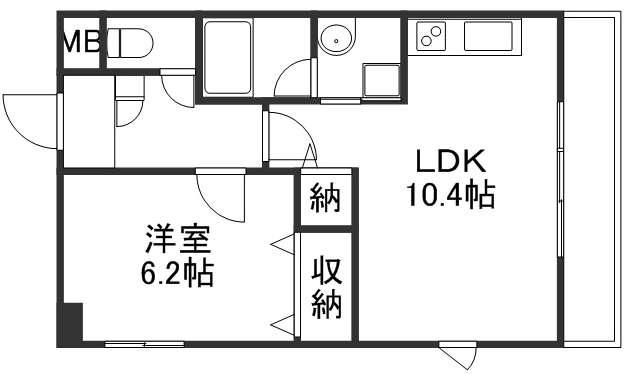 サクシード胤(1LDK/2階)の間取り写真