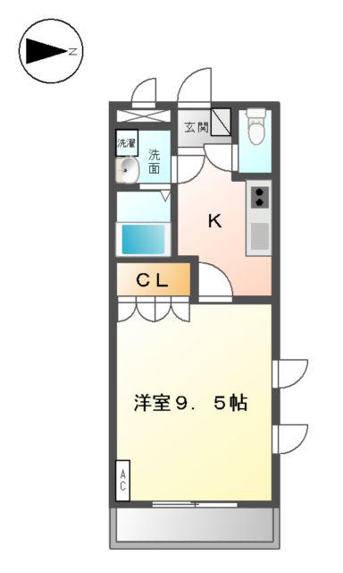 グランベル(1K/1階)の間取り写真