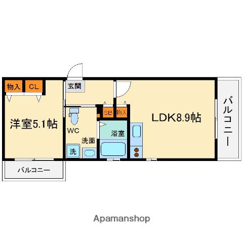 マーヴェラス箕面(1LDK/2階)の間取り写真