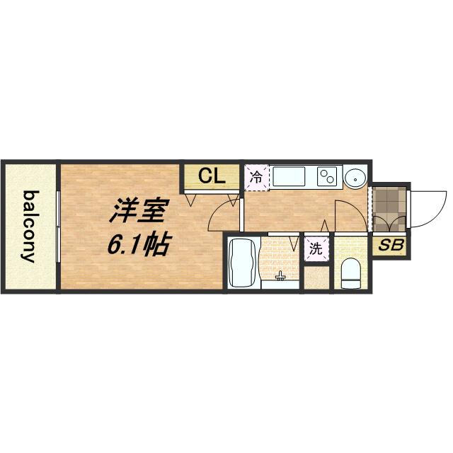 プレサンス天満橋アンジェ(1K/7階)の間取り写真