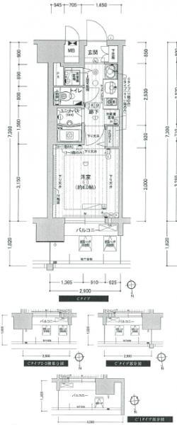 プレサンス難波元町(1K/2階)の間取り写真