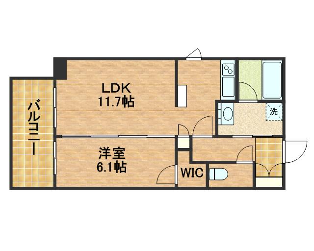 ブリリアント同心(1LDK/9階)の間取り写真