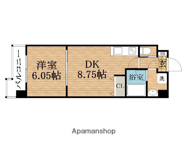 グランシス天満橋(1DK/2階)の間取り写真