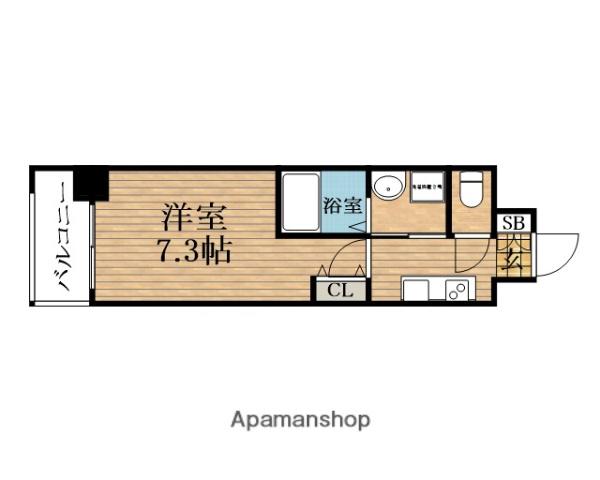 ミュプレ北浜(1K/2階)の間取り写真