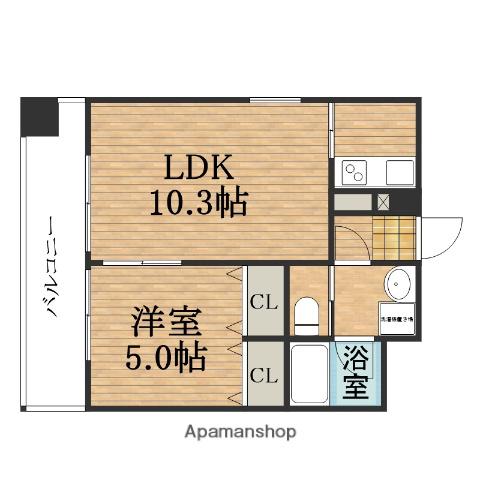 コスモリード谷町六丁目(1LDK/4階)の間取り写真