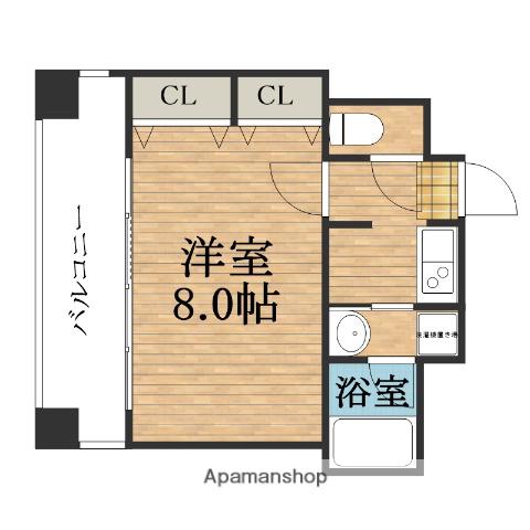 コスモリード谷町六丁目(1K/14階)の間取り写真