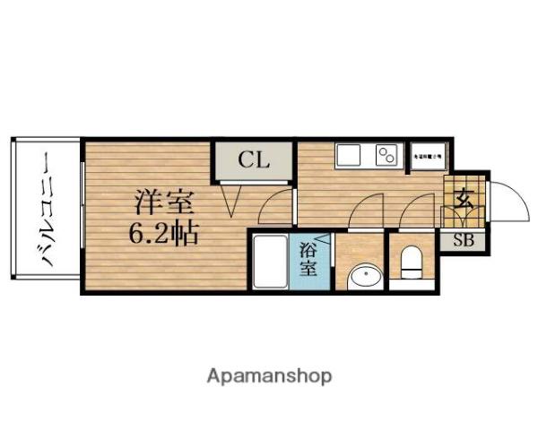 プレサンス大手前ピリオド(1K/4階)の間取り写真