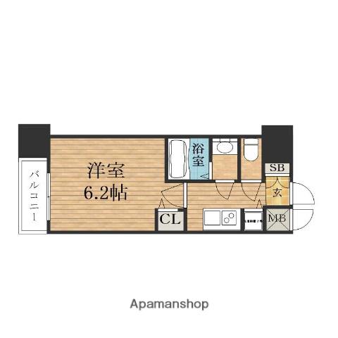 グランカリテ日本橋(1K/9階)の間取り写真