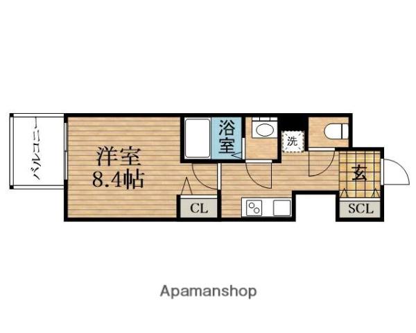 プレサンス北浜レガーロ(1K/6階)の間取り写真