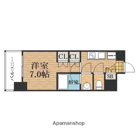 ルネフラッツ谷町四丁目(1K/3階)の間取り写真