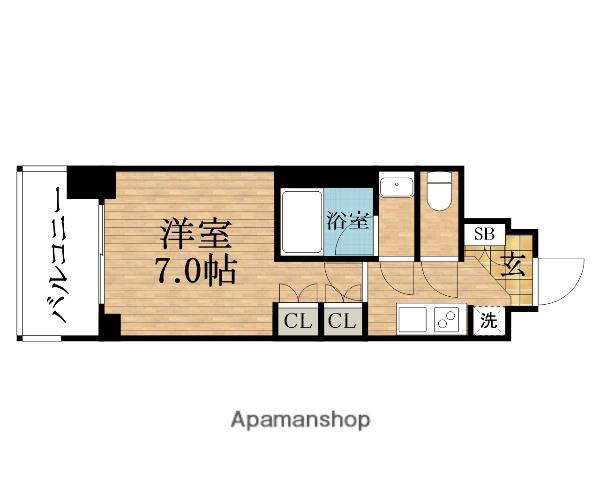 ルネフラッツ谷町四丁目(1K/11階)の間取り写真