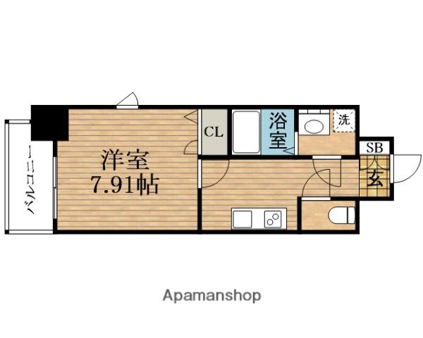 アーデン谷町(1K/2階)の間取り写真