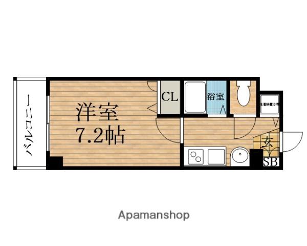 プレサンス本町プライム(1K/7階)の間取り写真