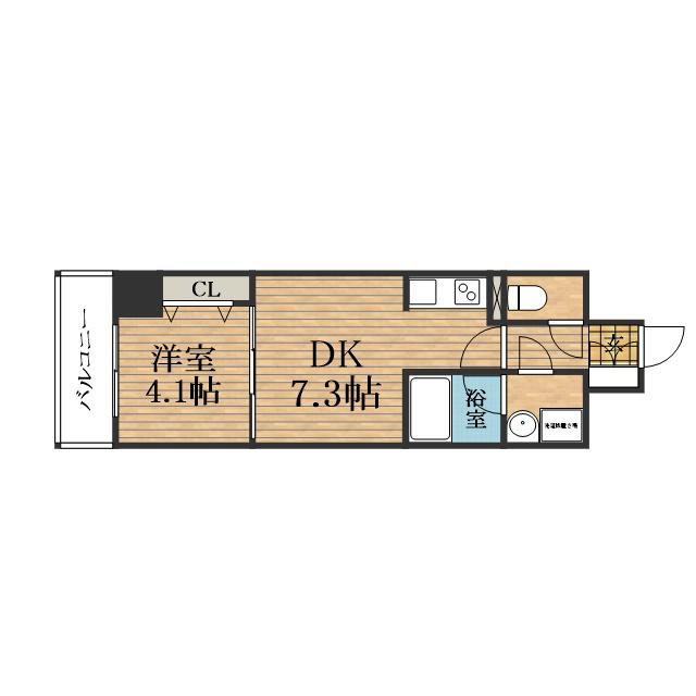 RISING MAISON 本町橋(1DK/9階)の間取り写真