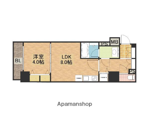 RISING MAISON 本町橋(1LDK/4階)の間取り写真