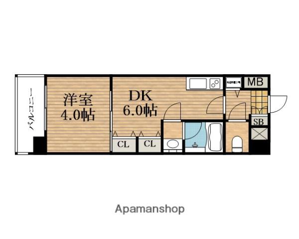 S-RESIDENCE淀屋橋(1DK/3階)の間取り写真