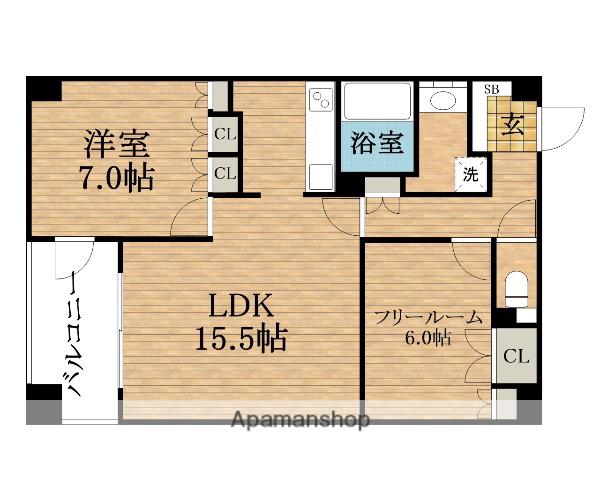 クレール大手前ソリスト(2LDK/8階)の間取り写真