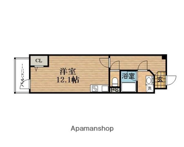 ラクラス長堀橋(ワンルーム/4階)の間取り写真